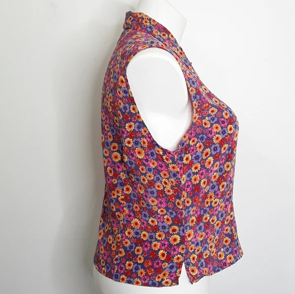 Bridgetown 100% Silk Floral Sleeveless Blouse EUC sz XL - Picture 5 of 8